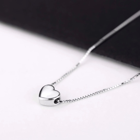 Silver Heart Necklace 925 Stamped Sterling Silver - Picture 3 of 5